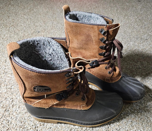 SOREL Winter Duck Boots Men 10 Wool Blend Leather USA CANADA