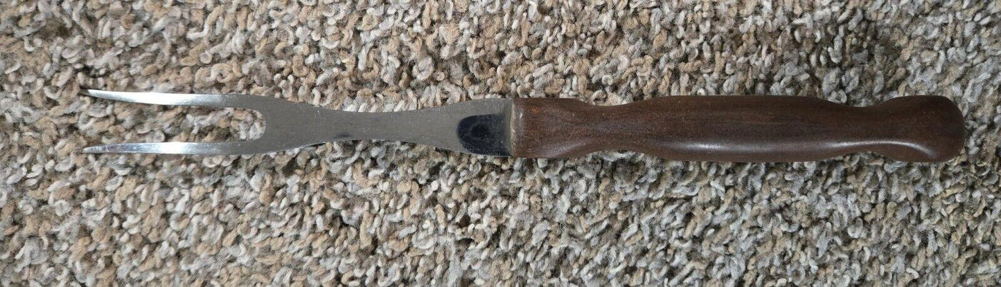 CUTCO No. 26 Chefs Carving, Serving Fork Dinner Utensil Brown Handle Made In USA