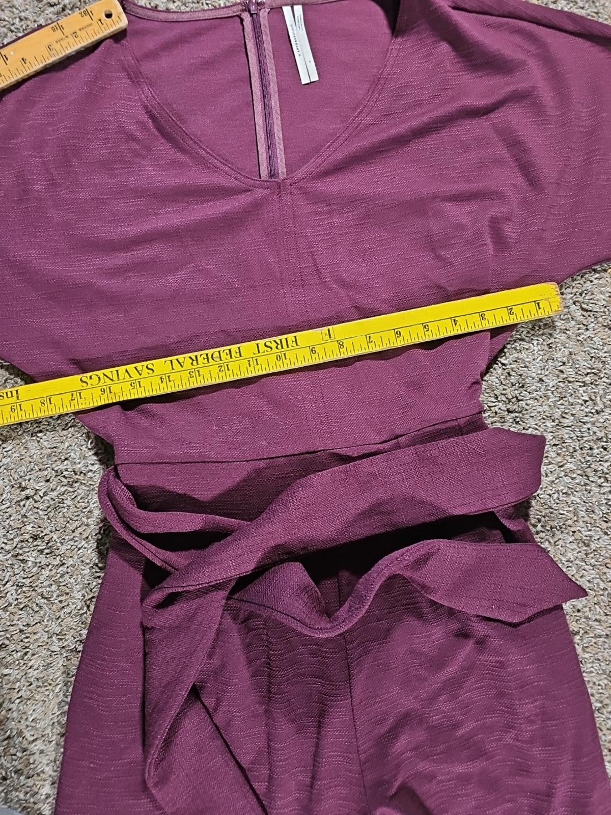 anthropologie Purple 1 Piece Belted Small Pantsuit
