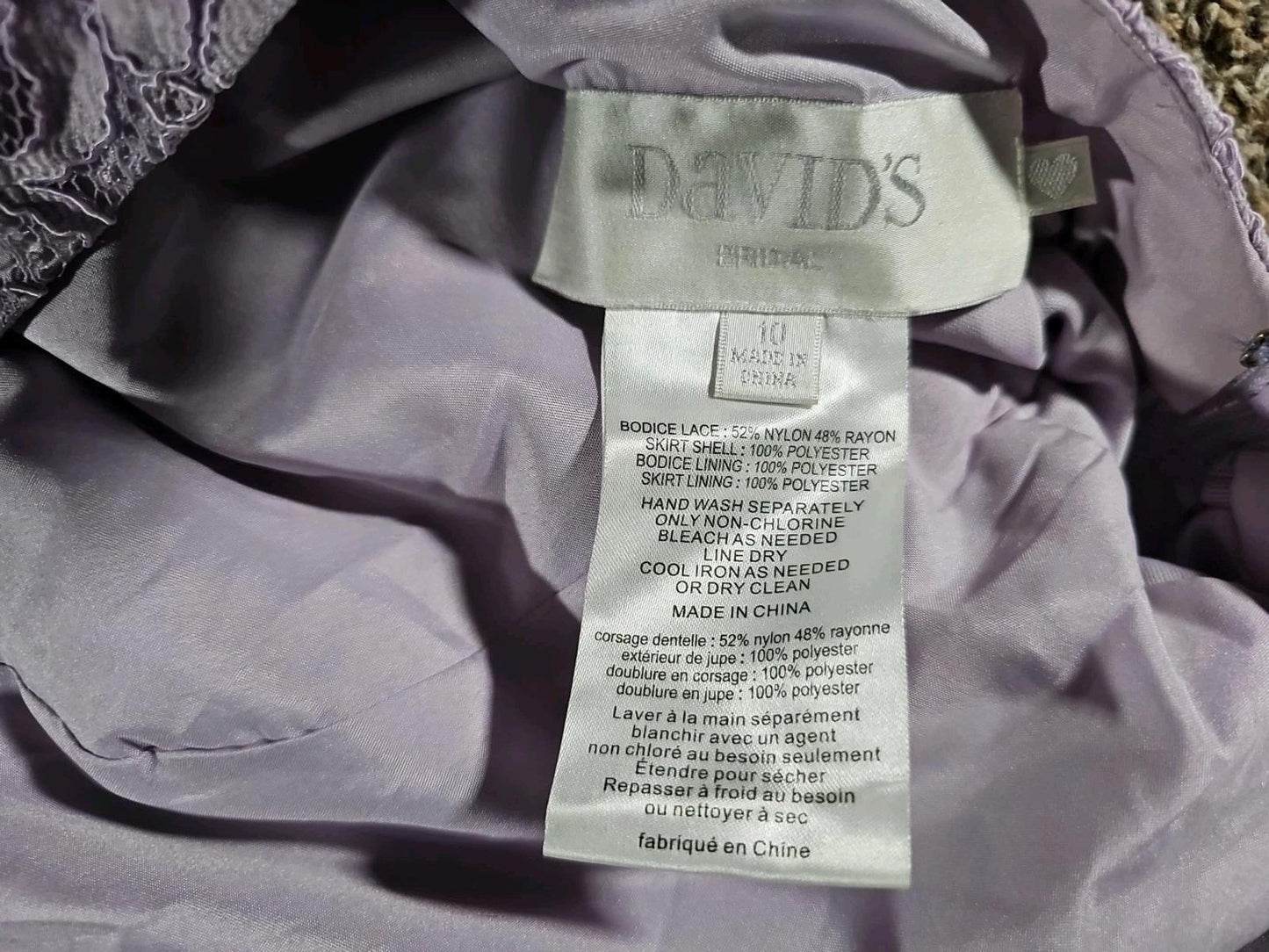 Davids Bridal Sz 10 Purple Dress