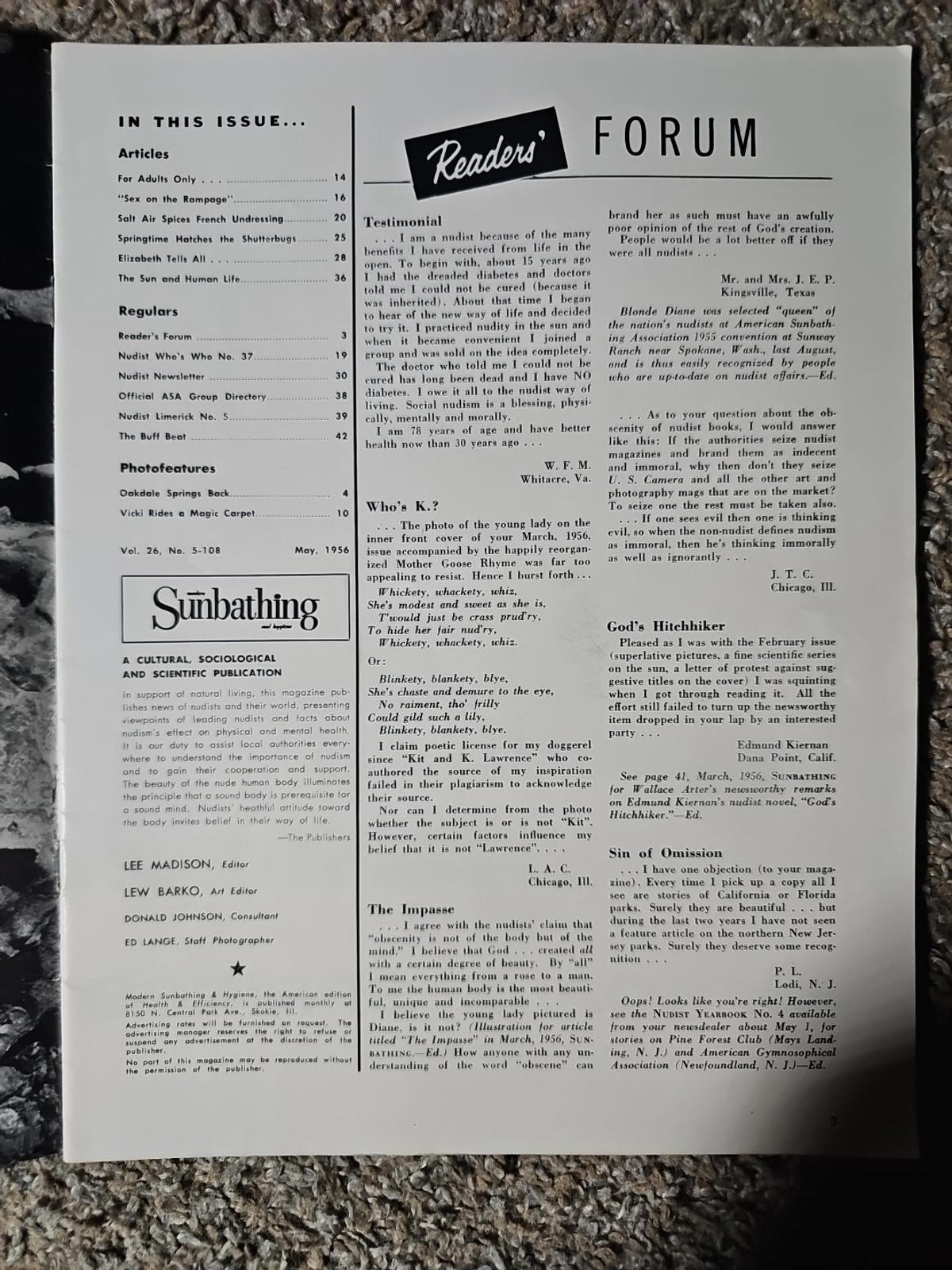 Vintage modern sunbathing May 1956 magazine
