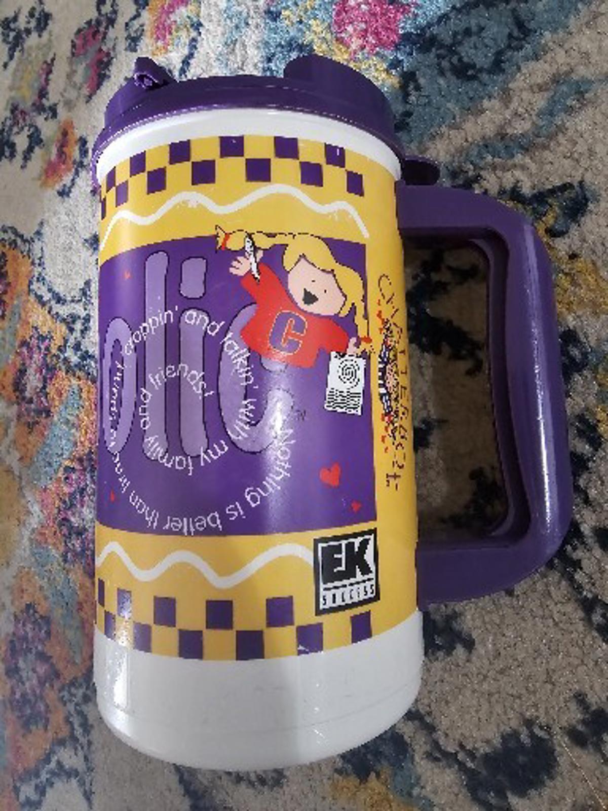 Vintage Whirley Chatterbox Plastic 32oz Thermo Insulated Mug w/Lid EK SUCCESS