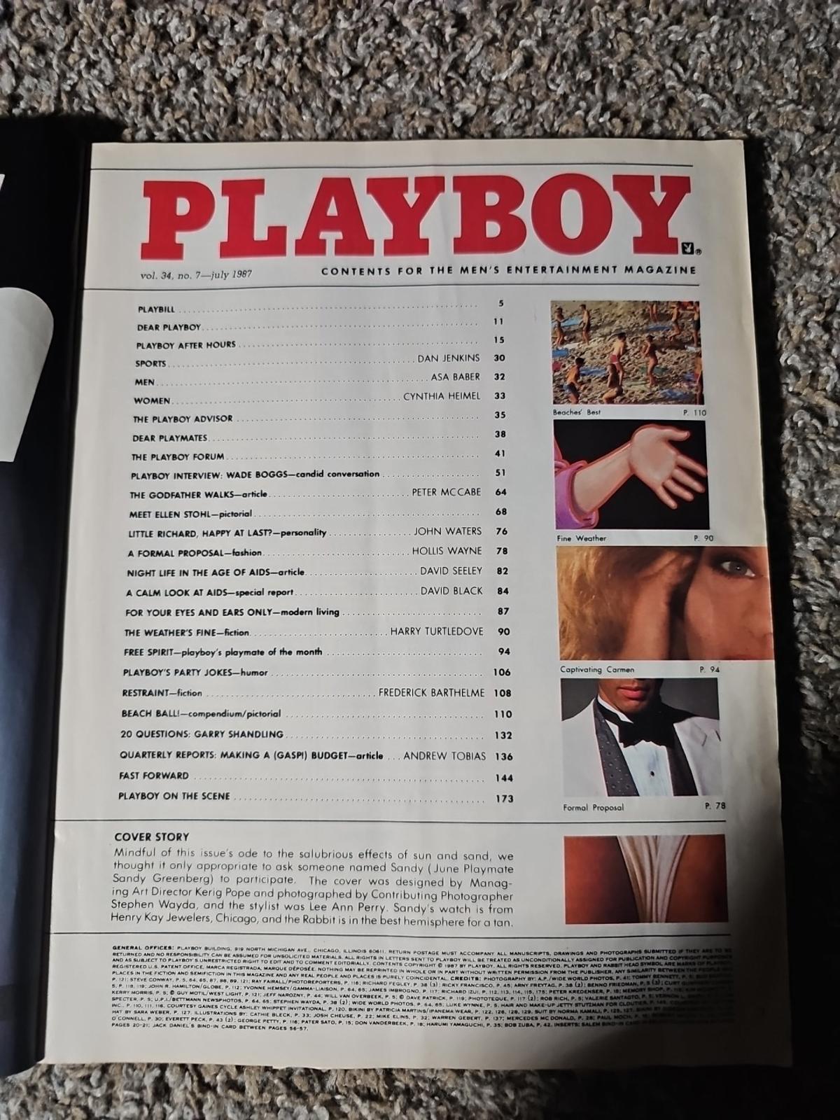 Playboy July 1987 - Carmen Berg, Sandy Greenberg, Ellen Stohl