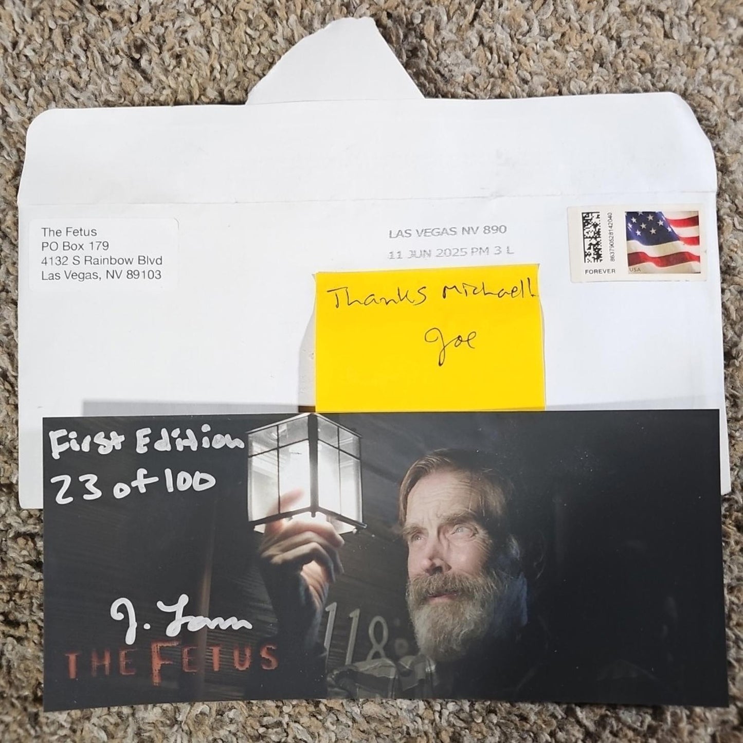 The Fetus movie Director Joe Lamm Bill Moseley 1st Edition 23 of 100 Postcard