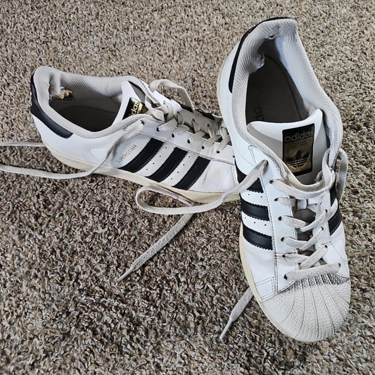 Adidas Superstar ART C77153 sz 11 White Black Stripe Clam