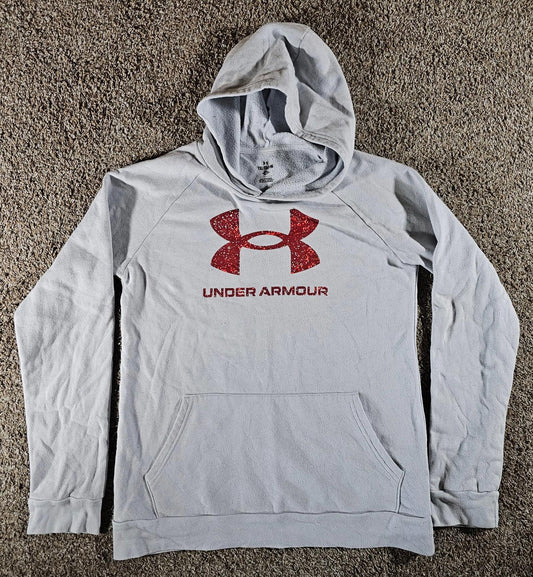 Under Armour YXL Loose white Hoodie Red Logo Stains