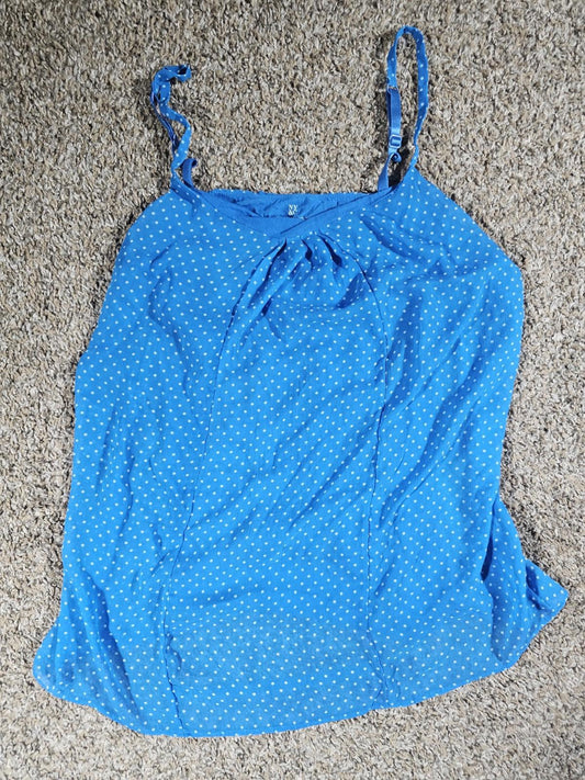 New York & Company Women Top Blouse Top Small Blue Polka Dot