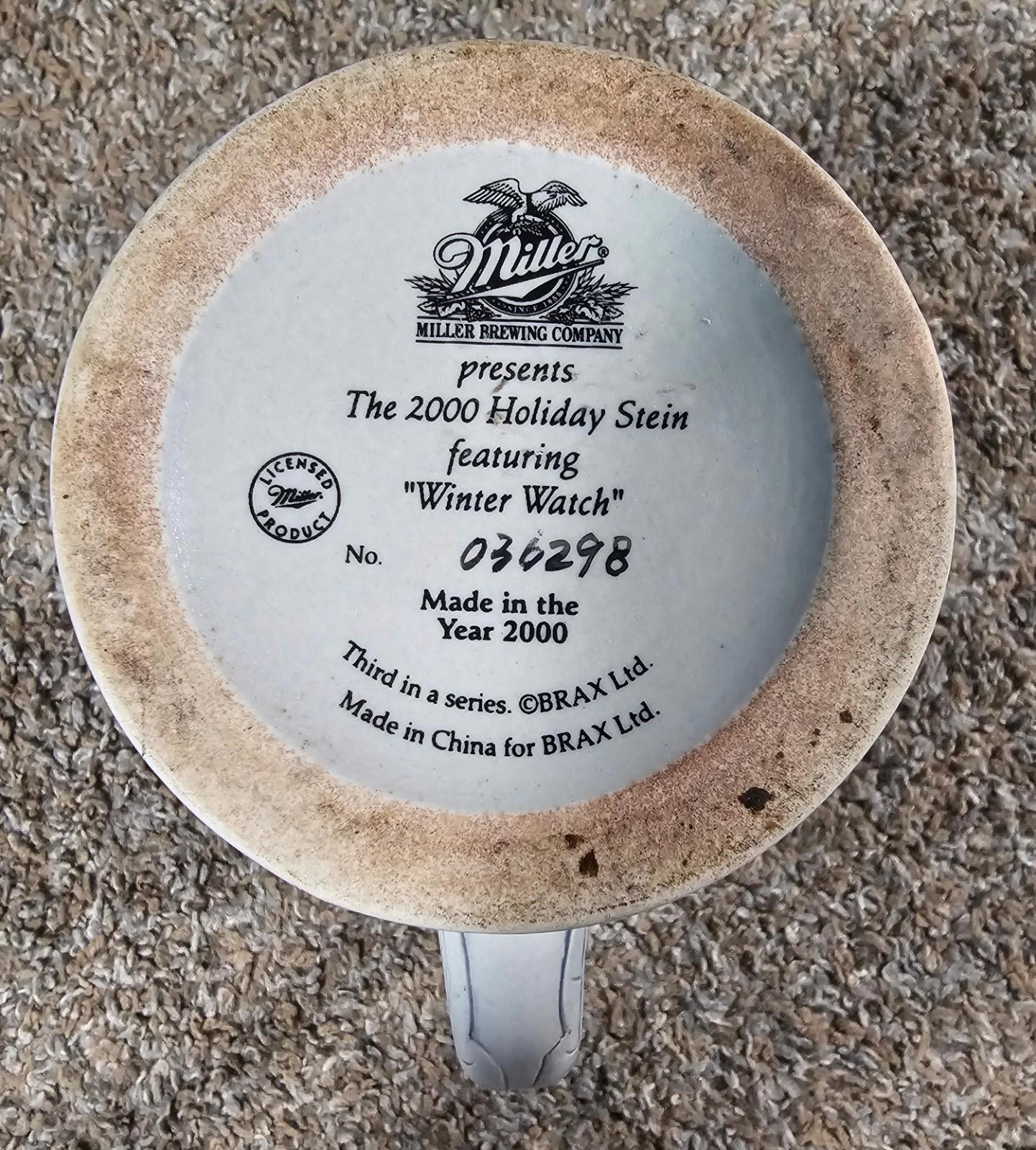 Miller Brewing Company 2000 Holiday Stein Winter Watch Beer Mug Stein