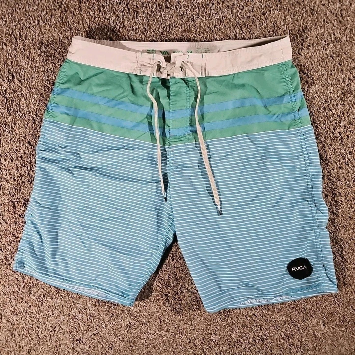 RVCA sz 34 Striped Vintage Stretch Board Shorts