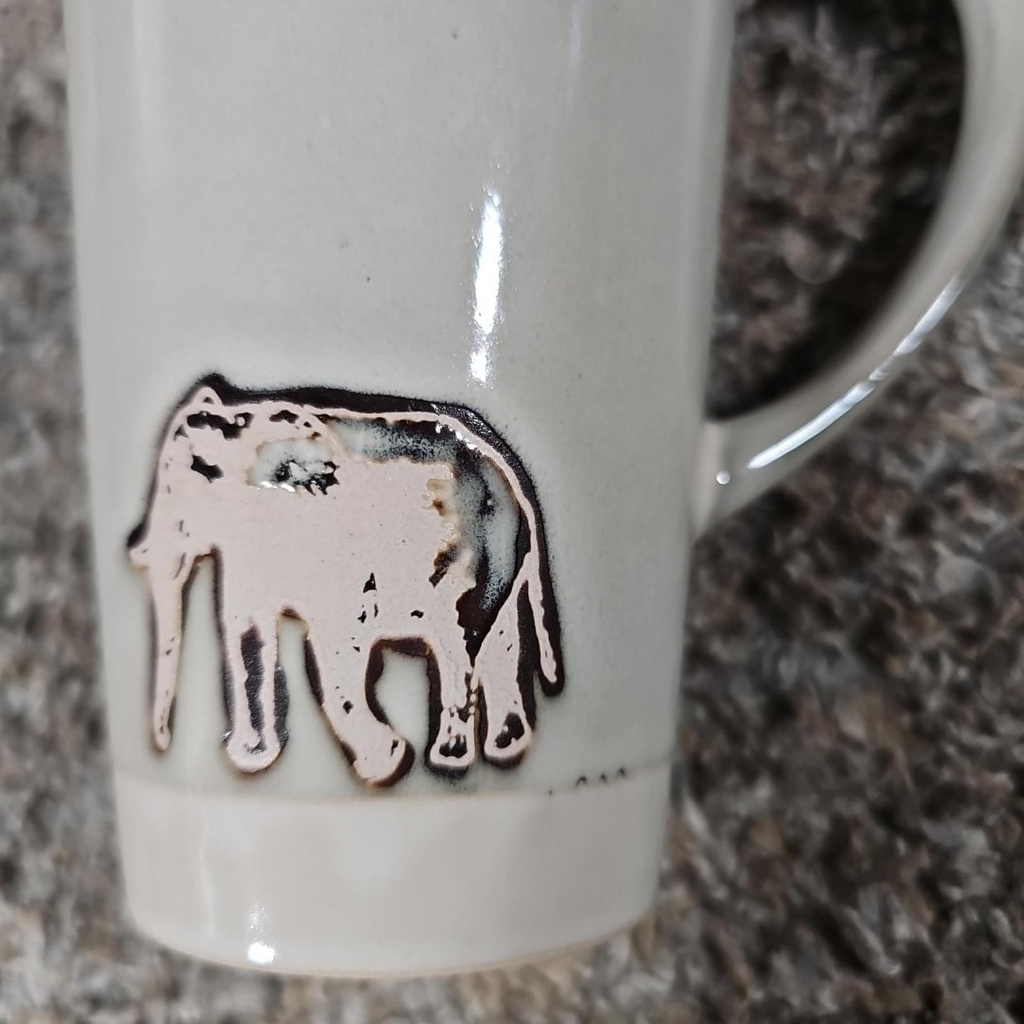 Tall Glazed Ceramic Elephant Coffee Mug