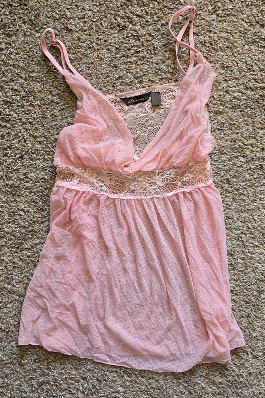 Leonie Lingerie  Babydoll Chemise Pink Lace Size Medium
