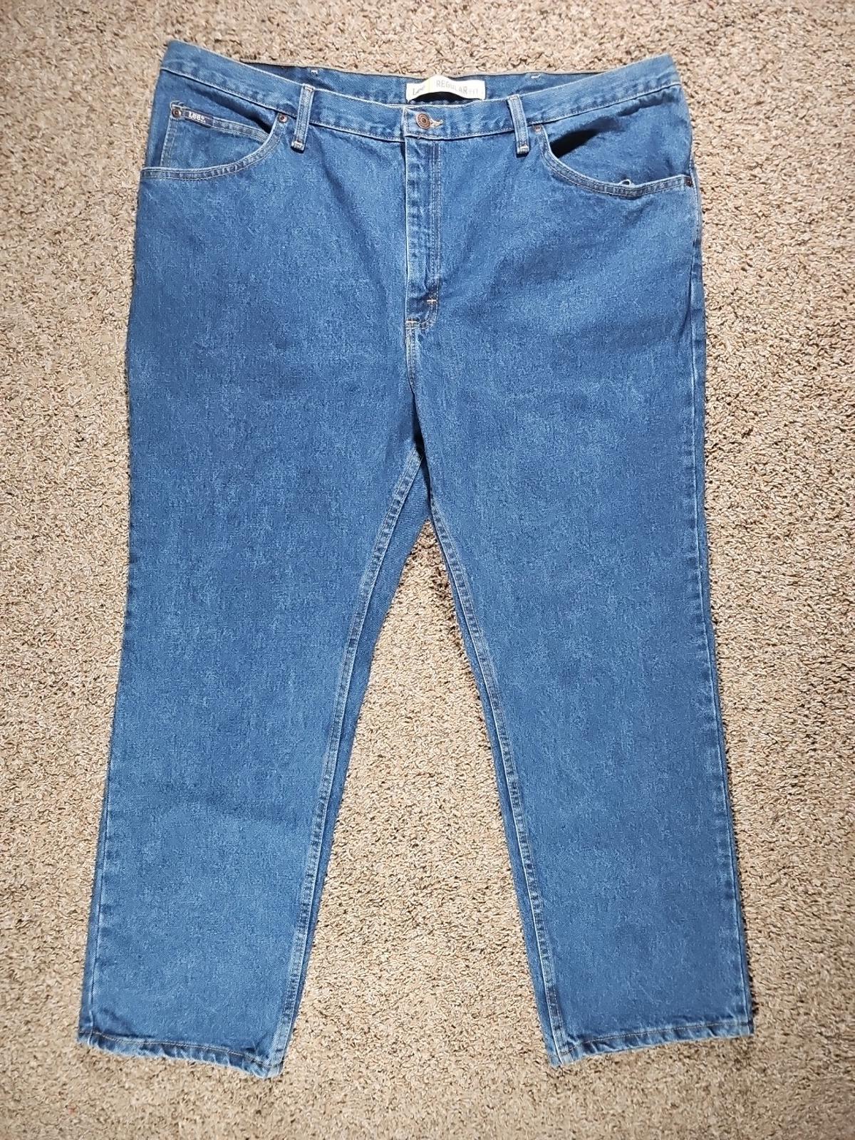 Lee Regular Fit Straight Leg Medium wash Denim Mens Blue Jeans 44x30