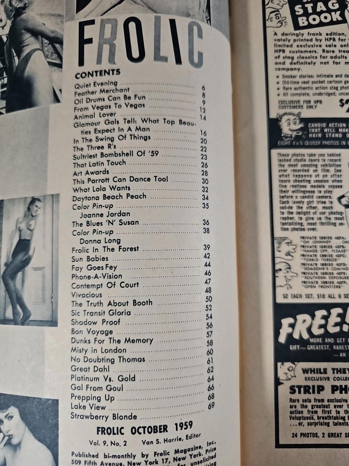 Frolic Mens Magazine Vol. 9 #2 October 1959 June Wilkinson