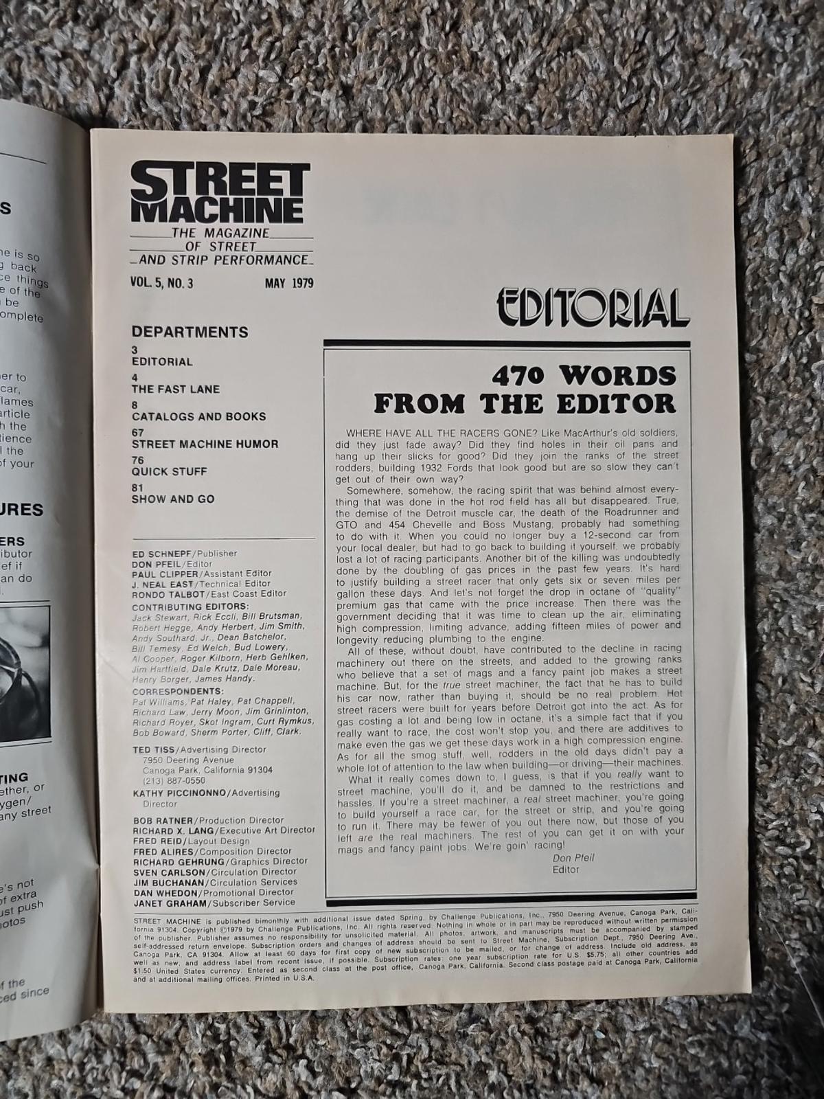 MAY 1979 STREET MACHINE car magazine