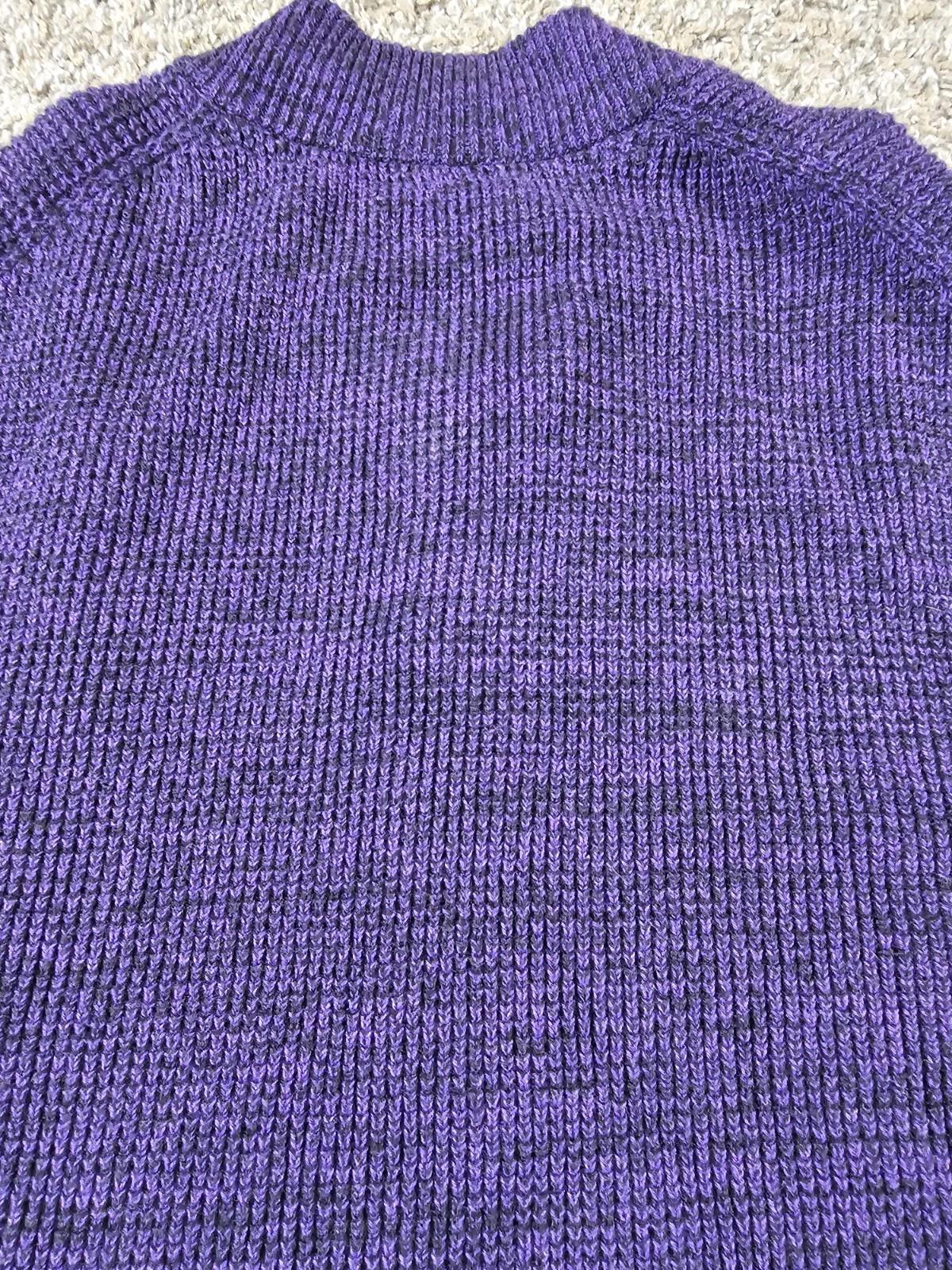 32 Bar Blues Purple Black 3 Button Sweater S Cable Knit