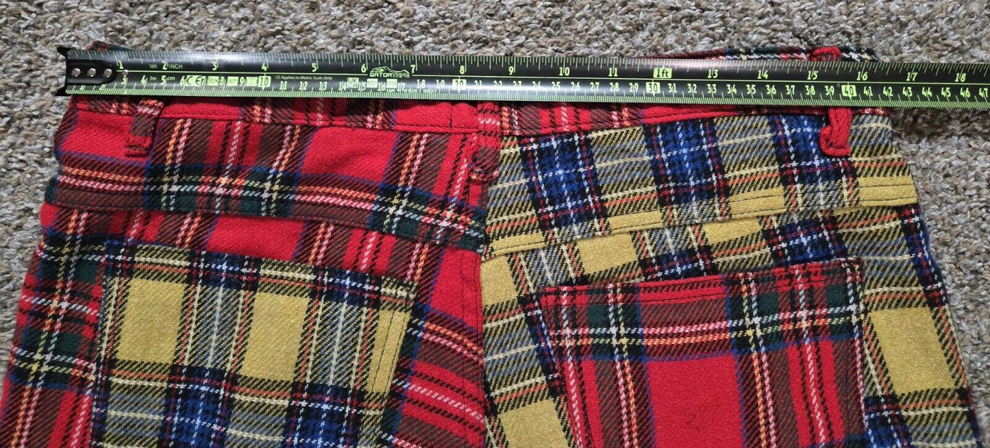 Tiger Of London Plaid Flannel Bondage Zippper Punk Pants 34