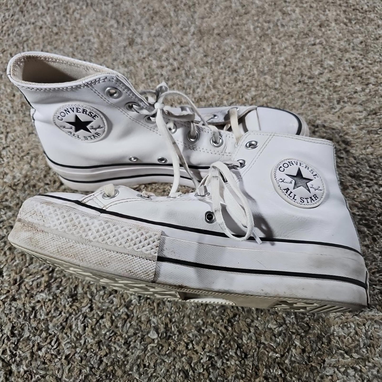 Womens 7.5 UK5.5- Converse Chuck Taylor All Star Lift High White Leather Shoes