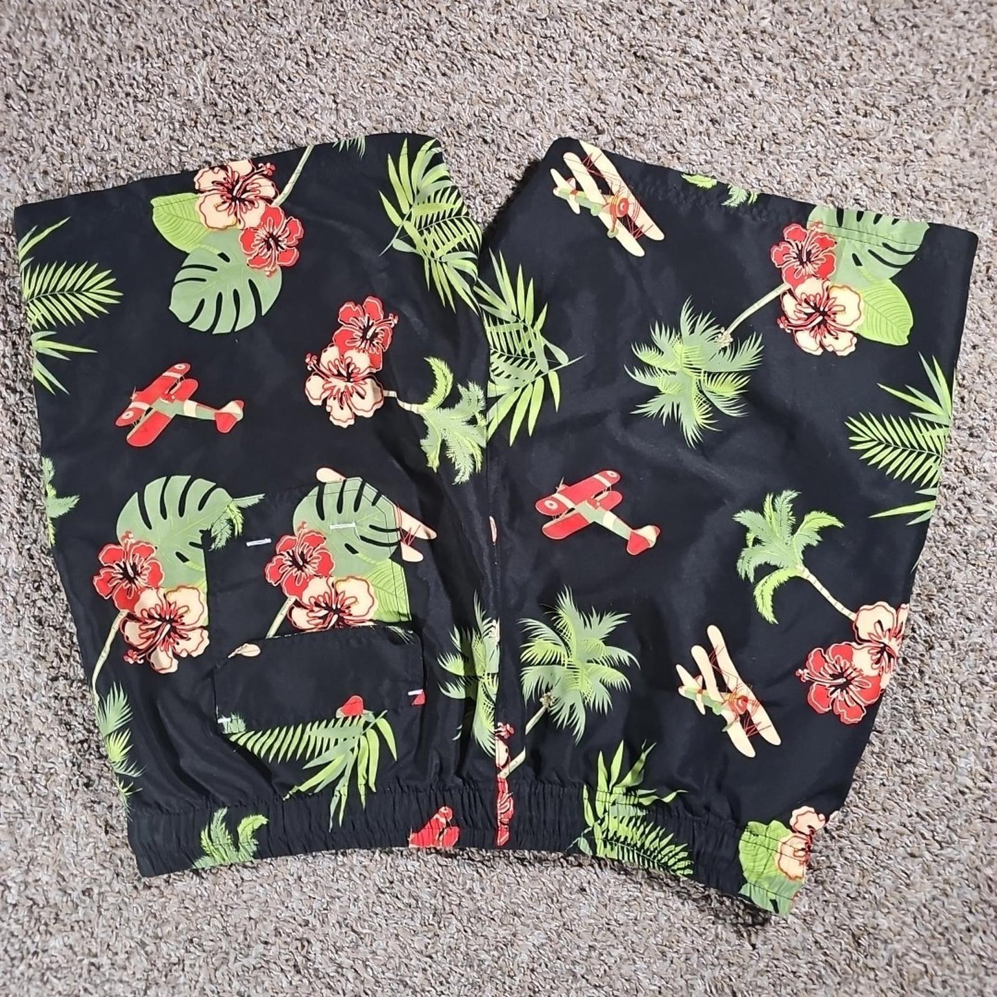Men's U.S POLO ASSN Floral Planes Mesh Lined Swim Trunks Board Shorts Size XL