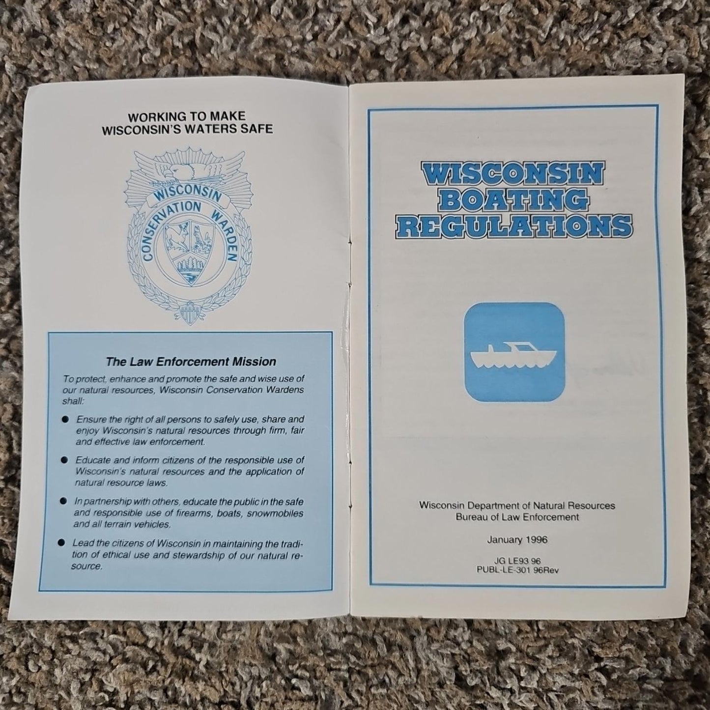 1996 wisconsin Boating regulations pamphlet