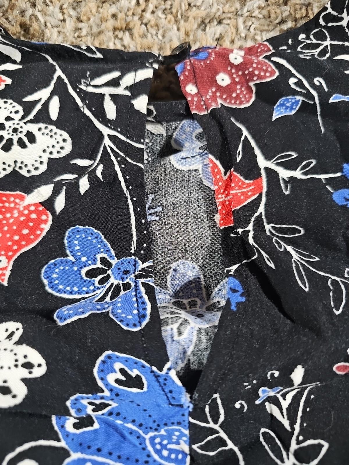 Old Navy Tunic Shirt Dress Black Floral Lightweight Flowy M