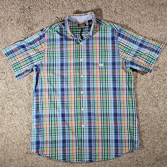 Chaps LT Easy Care Bright Plaid Button Up