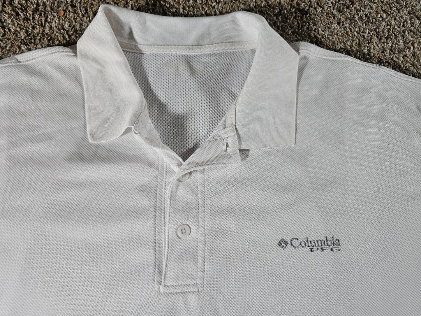 Columbia Men PFG Tamiami Polo Omni-Shade White STAIN