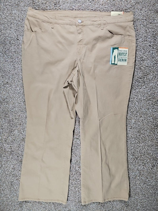 Faded Glory 26W NWT Khaki Bootcut Denim Midrise Jeans