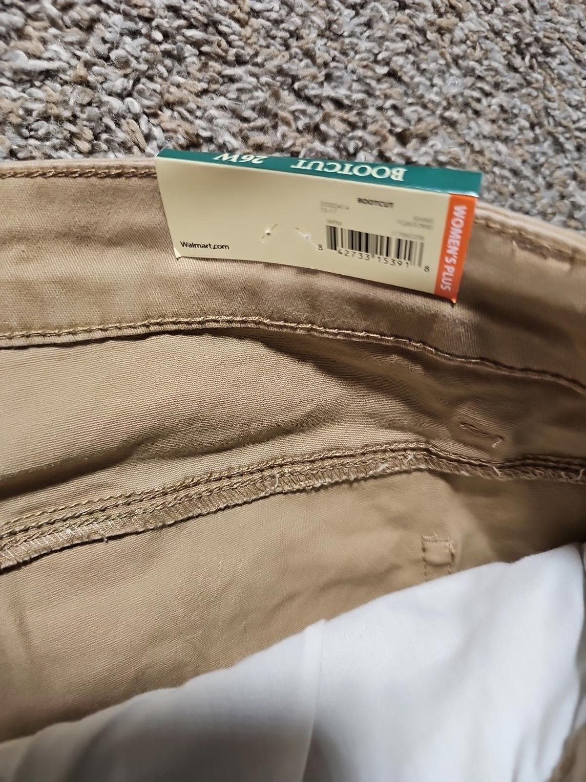 Faded Glory 26W NWT Khaki Bootcut Denim Midrise Jeans