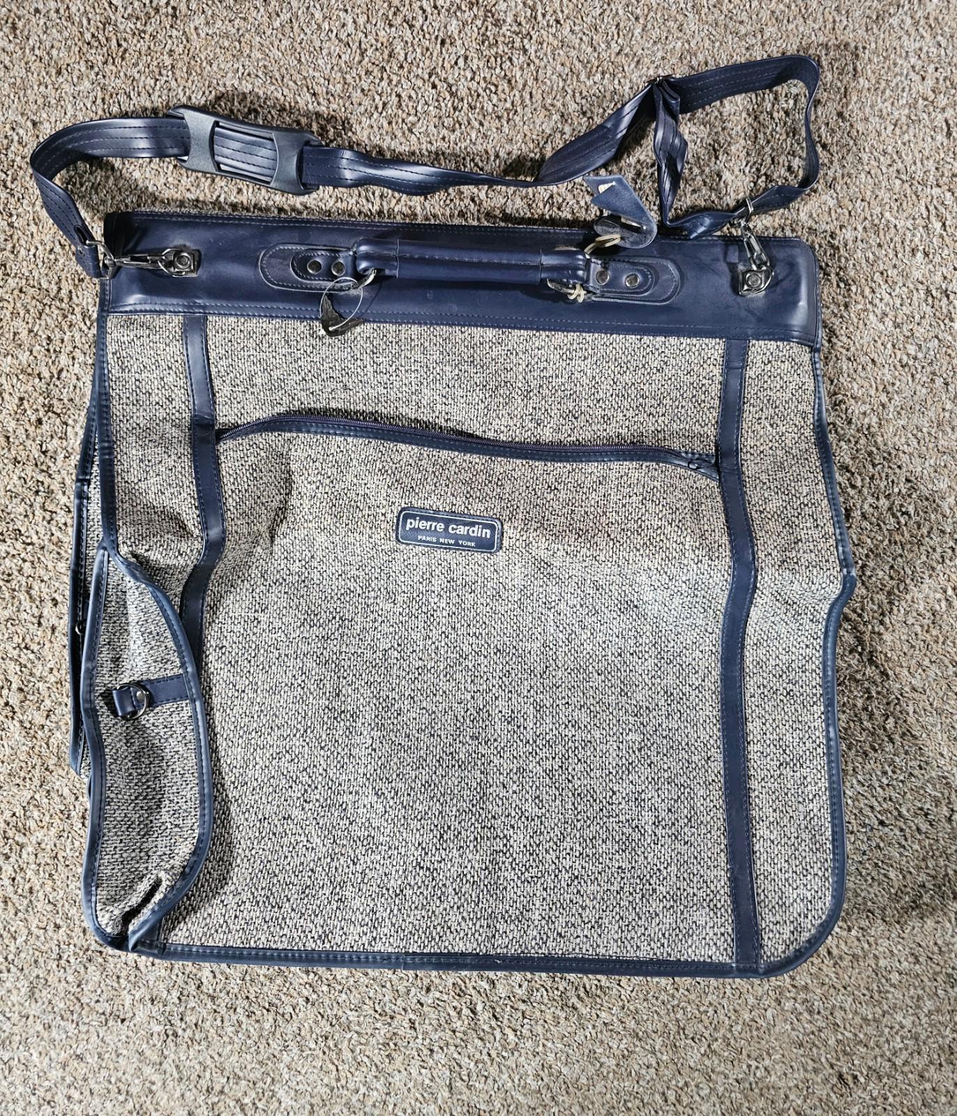 Vintage PIERRE CARDIN Garment Bag Luggage Hanging Suit Tweed