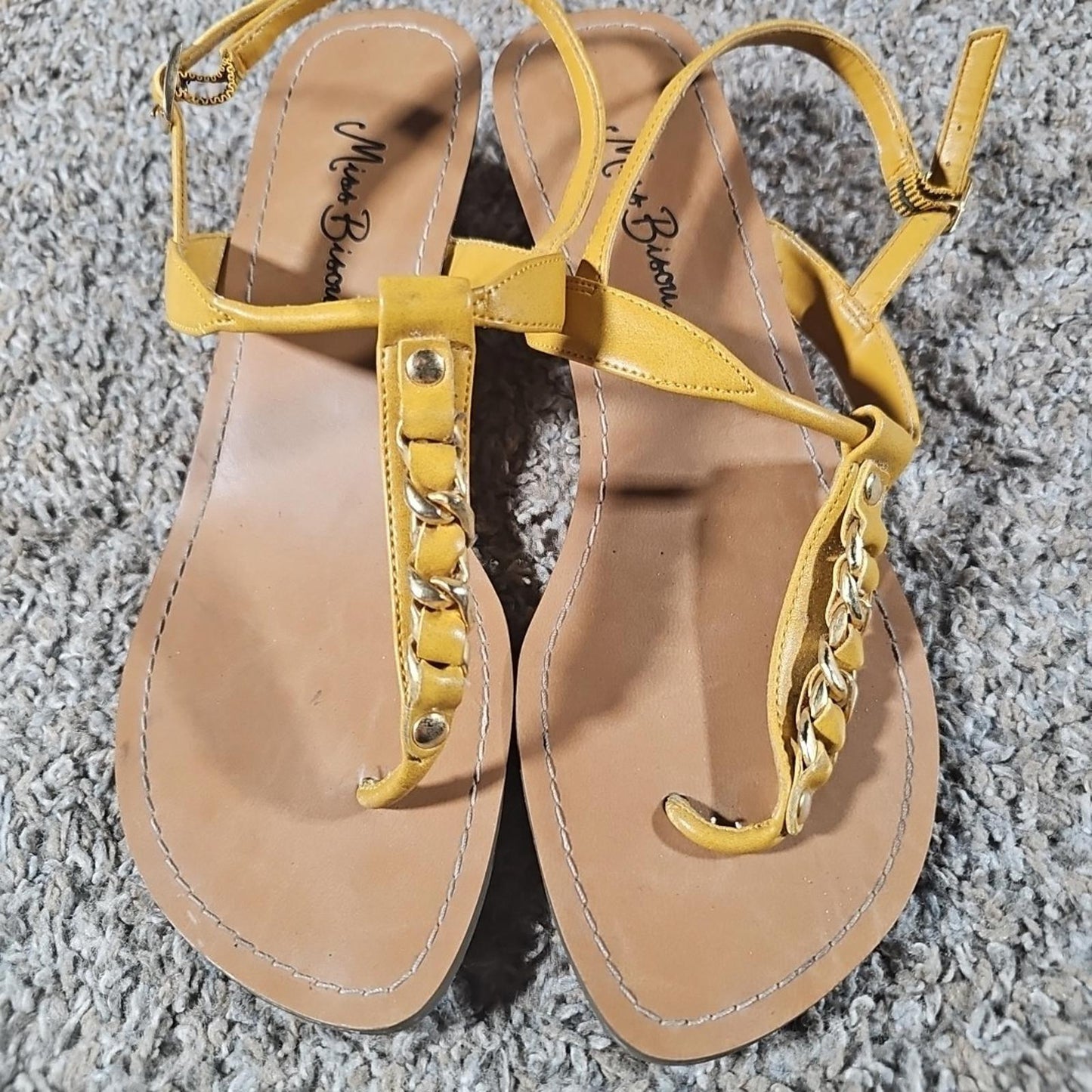 miss bisou 022-6630 8M Yellow Strap Wedge Sandal