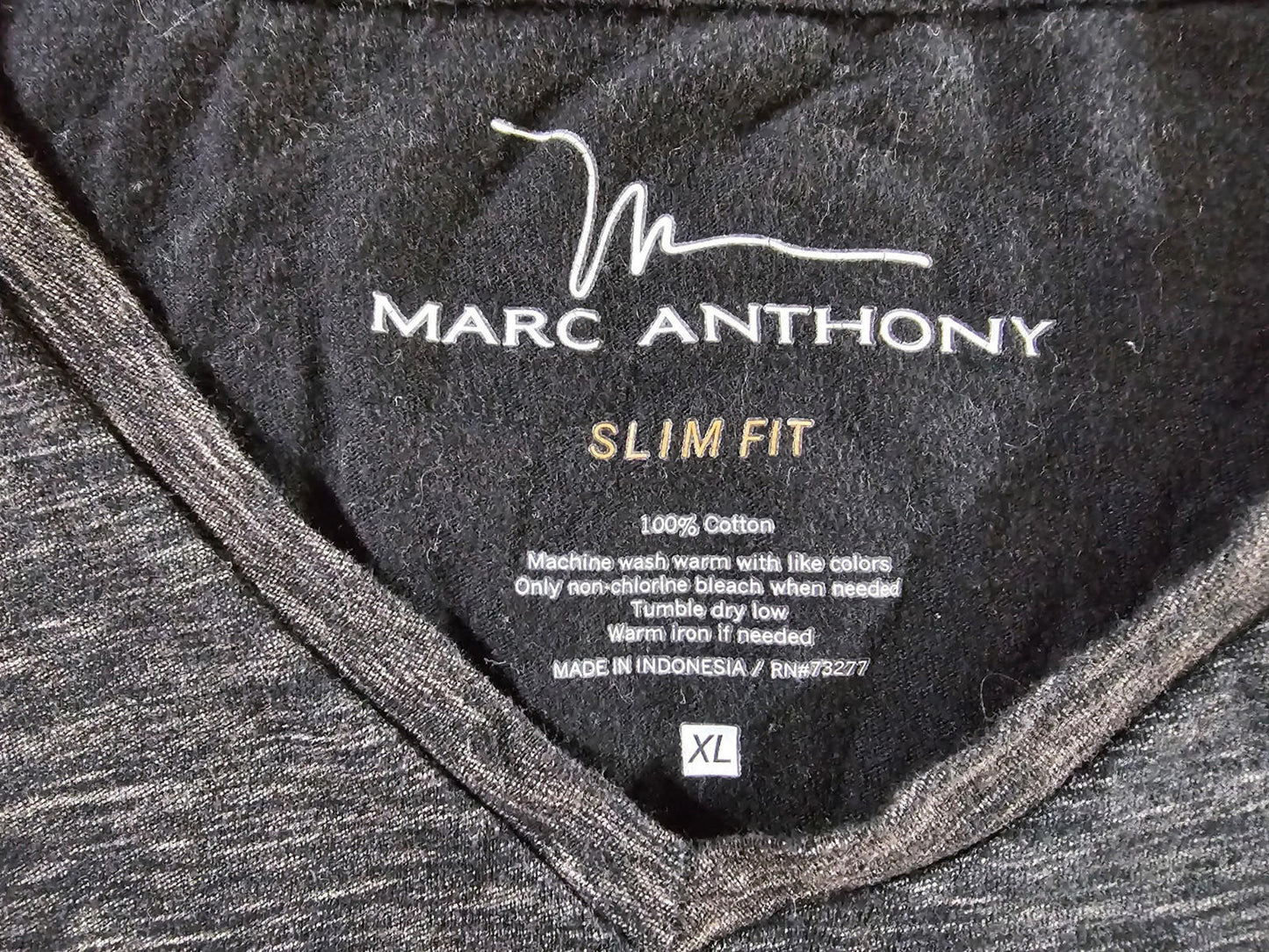 Men’s Marc Anthony V Neck T Shirt Slim Fit Soft Gray XL