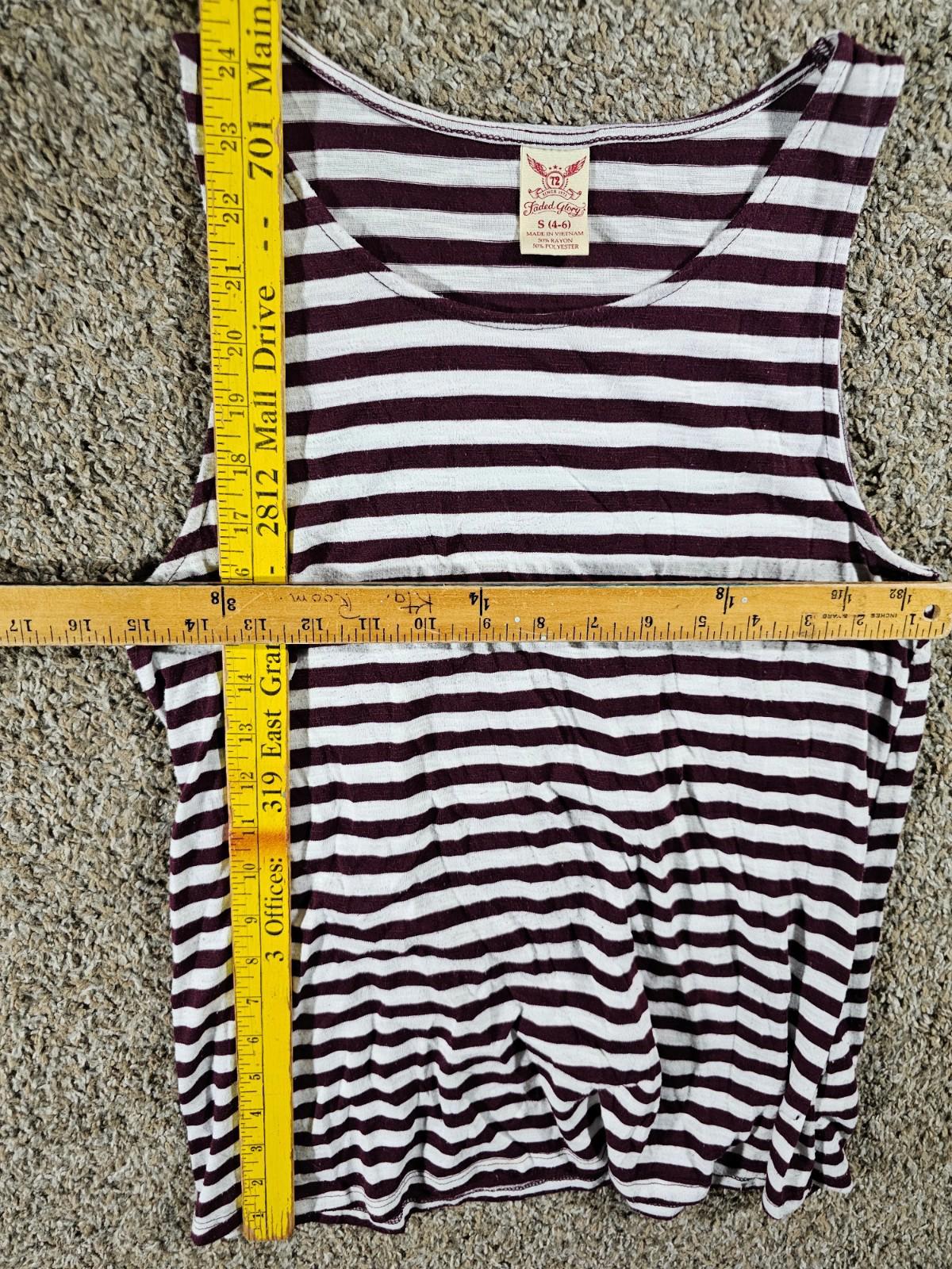Faded Glory S4-6 Purple Eggplant White Striped Sleeveless