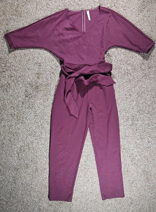 anthropologie Purple 1 Piece Belted Small Pantsuit