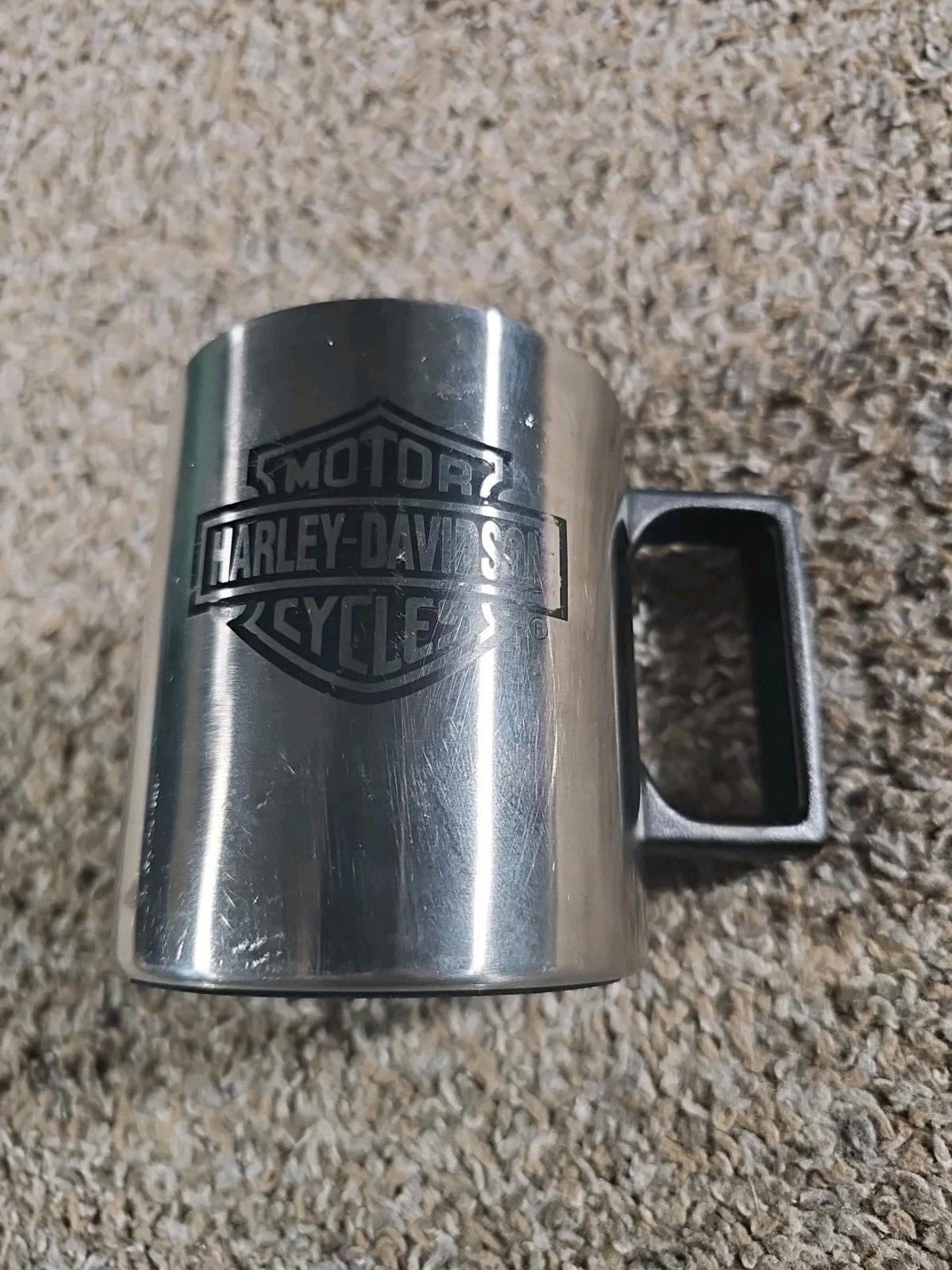 Vintage Harley-Davidson Stainless Steel Coffee Mug Cup ©1999 Bar Shield Logo