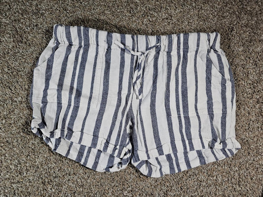 Just Living Linen Blue White Striped Small Shorts