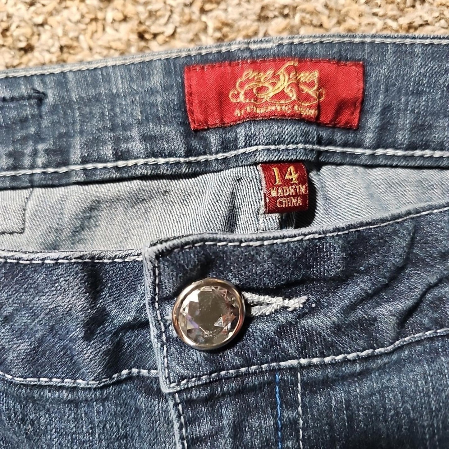 One5one Sz14 Jeweled Flap Pocket Jeans