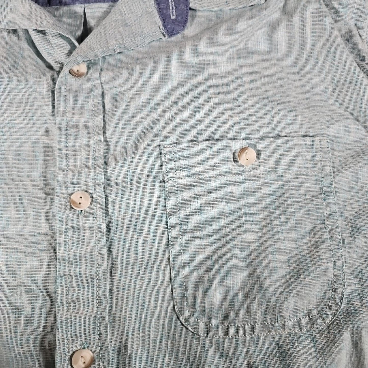 Even Tide Linen Cotton Short Sleeve Shirt Mens XL Button Up
