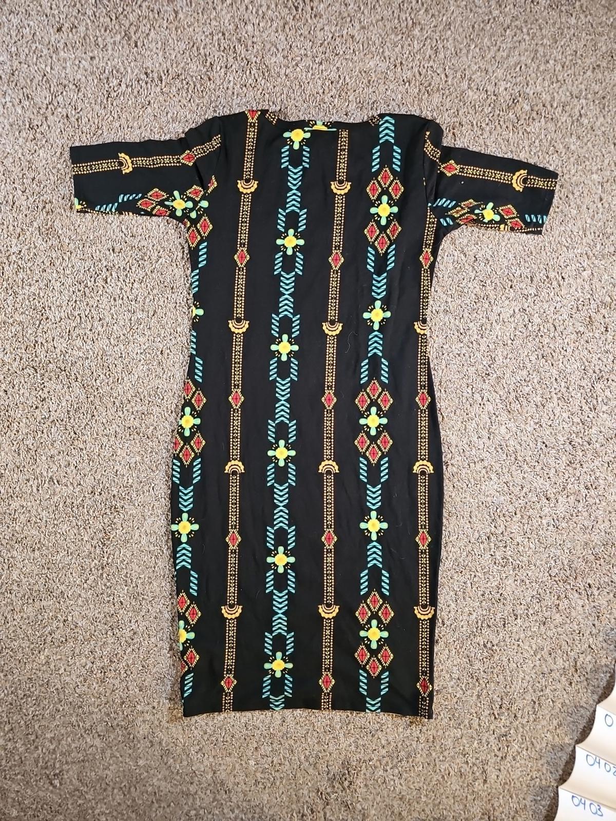 LuLaRoe XS Black Geometric Floral Dress