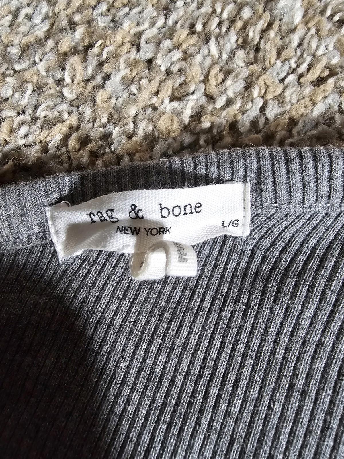 RAG & BONE FullZip Front Sweater Top Slim Fit Gray Sz L