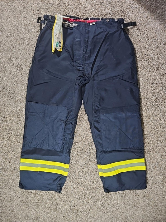 VINTAGE Morning Pride Firefighter Pants 44x32 Blue Turnout Bunker Pant Lined