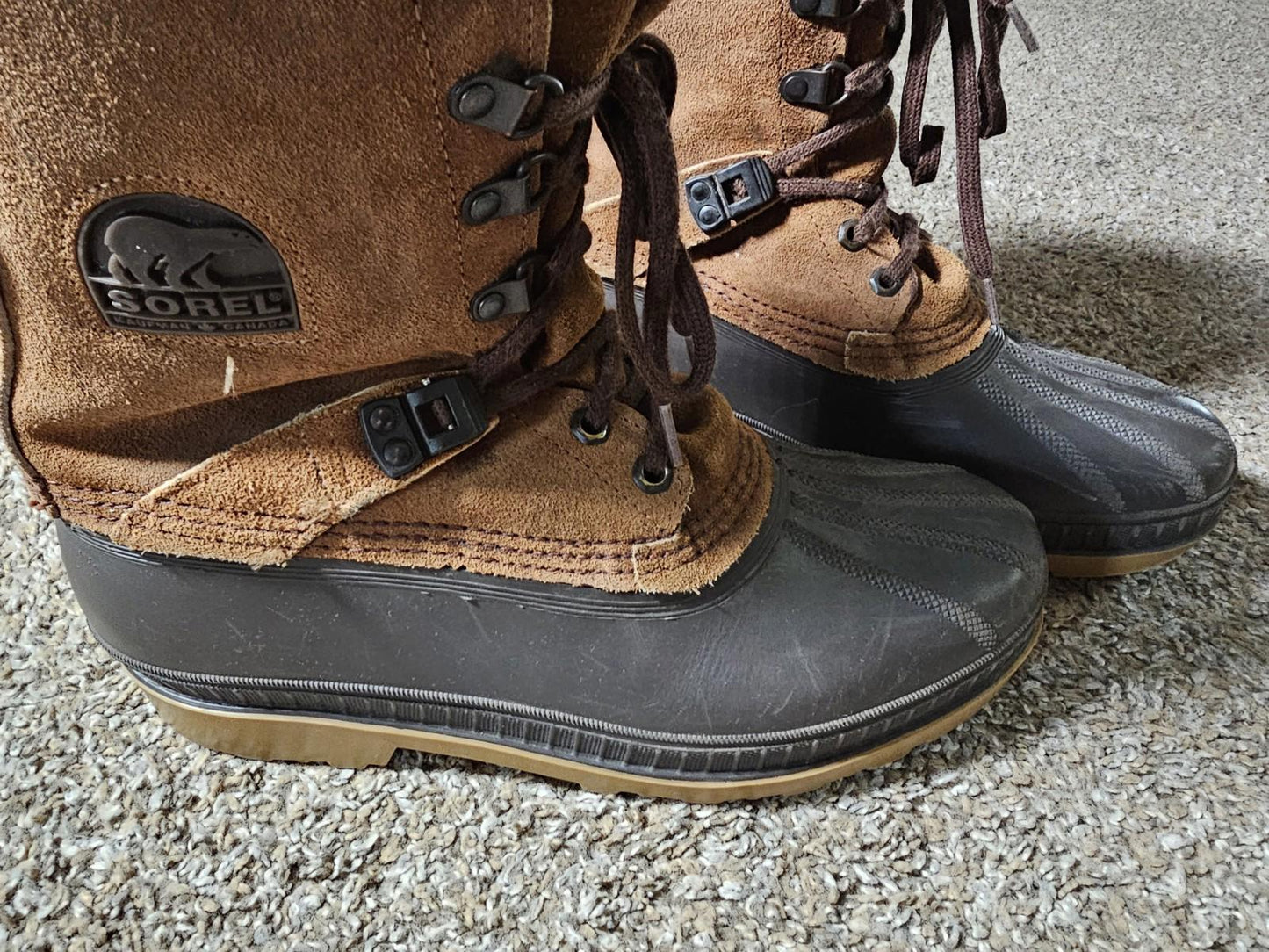 SOREL Winter Duck Boots Men 10 Wool Blend Leather USA CANADA