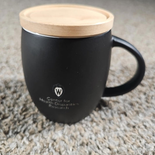 UW Wisconsin Center For Health Disparities Research Wood Lid Coffee Mug