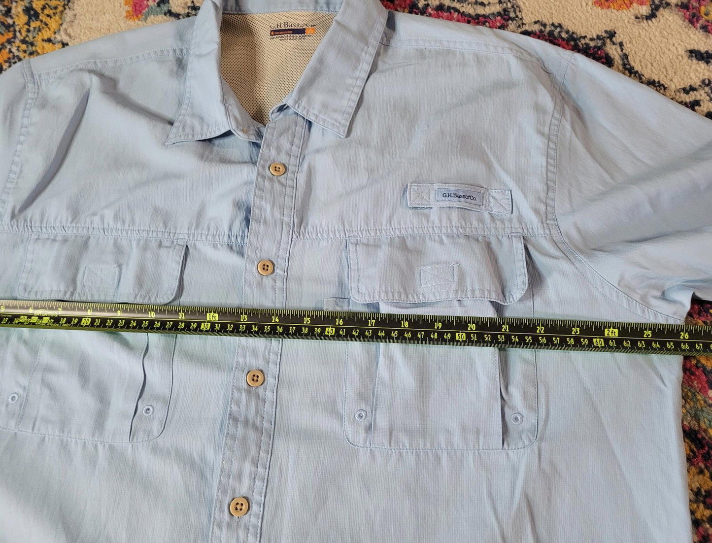 G.H.Bass & Co Mens XL Explorer Series Button Down Shirt fish