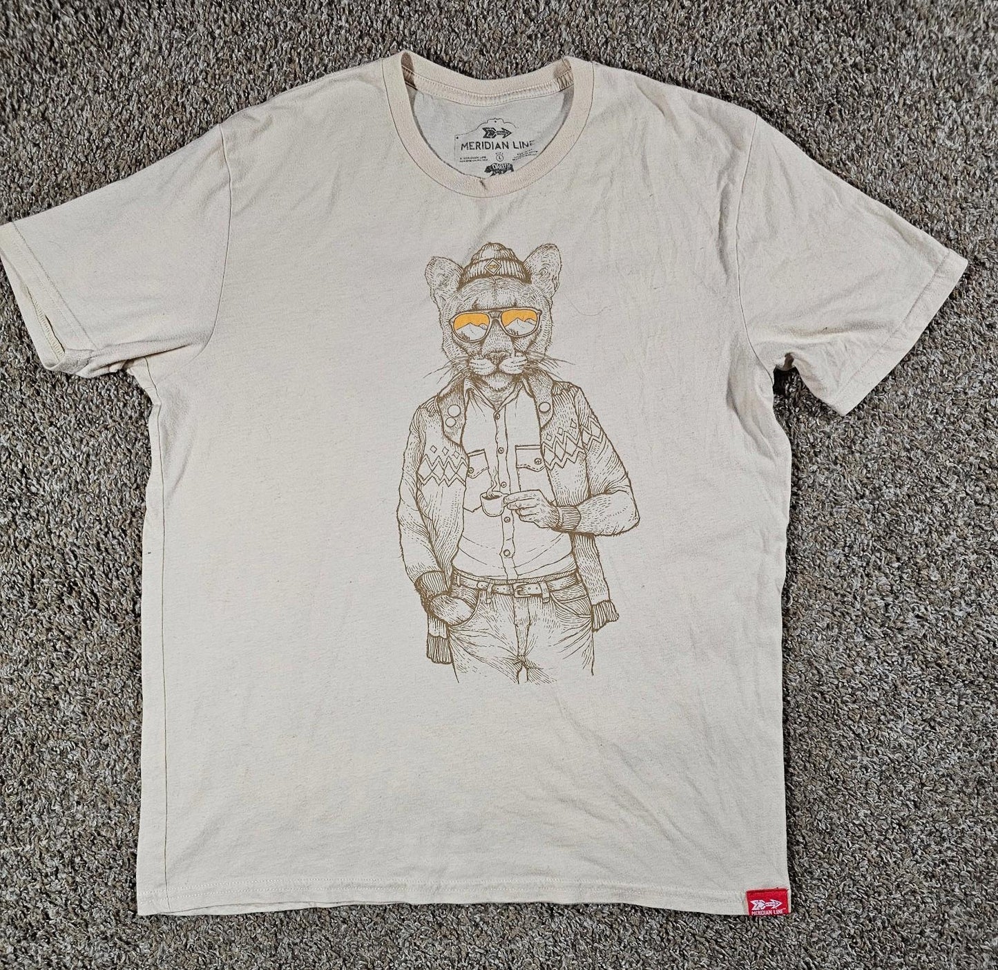 Meridian Line Hipster Mountain Lion t-shirt Large