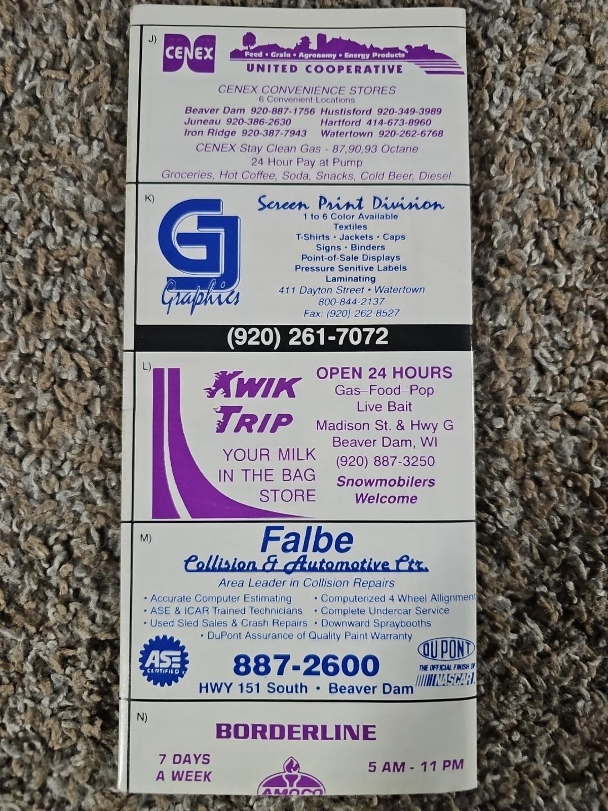 Dodge County WI 1998-2000 Snowmobile Trail Map
