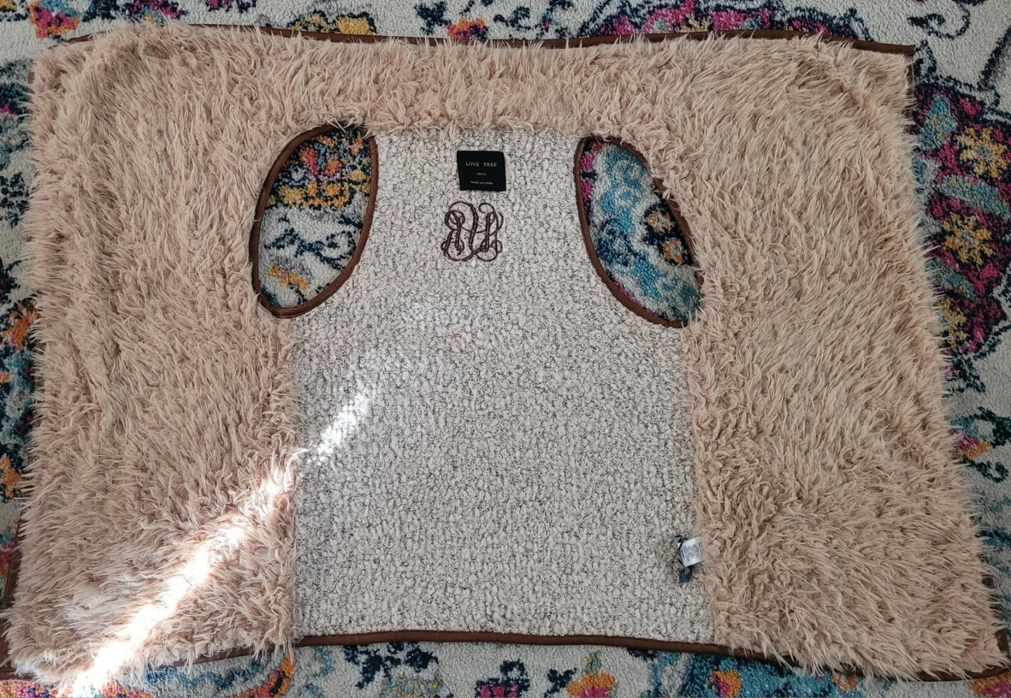 Love Tree Women's S Faux Fur Sherpa Wool Acrylic Open Vest