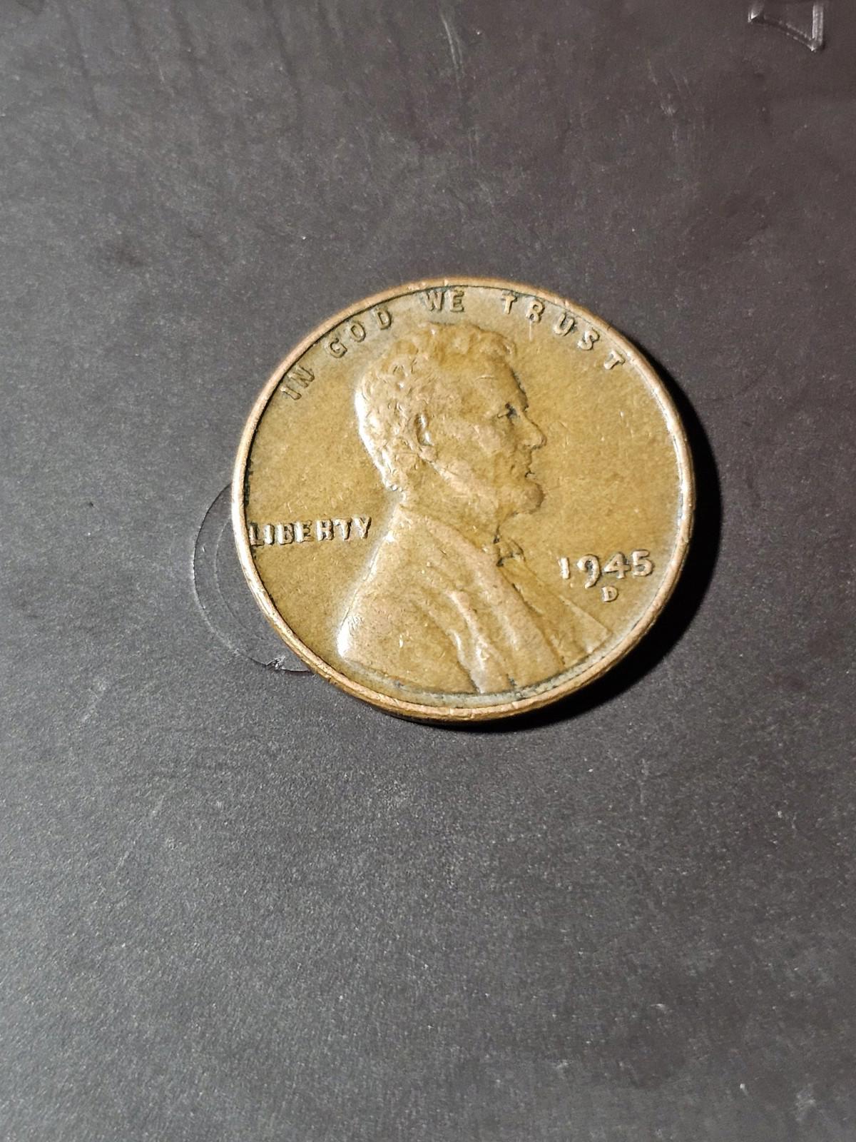 ERROR 1945 D Lincoln Wheat Penny Error “L” Touching The Ring