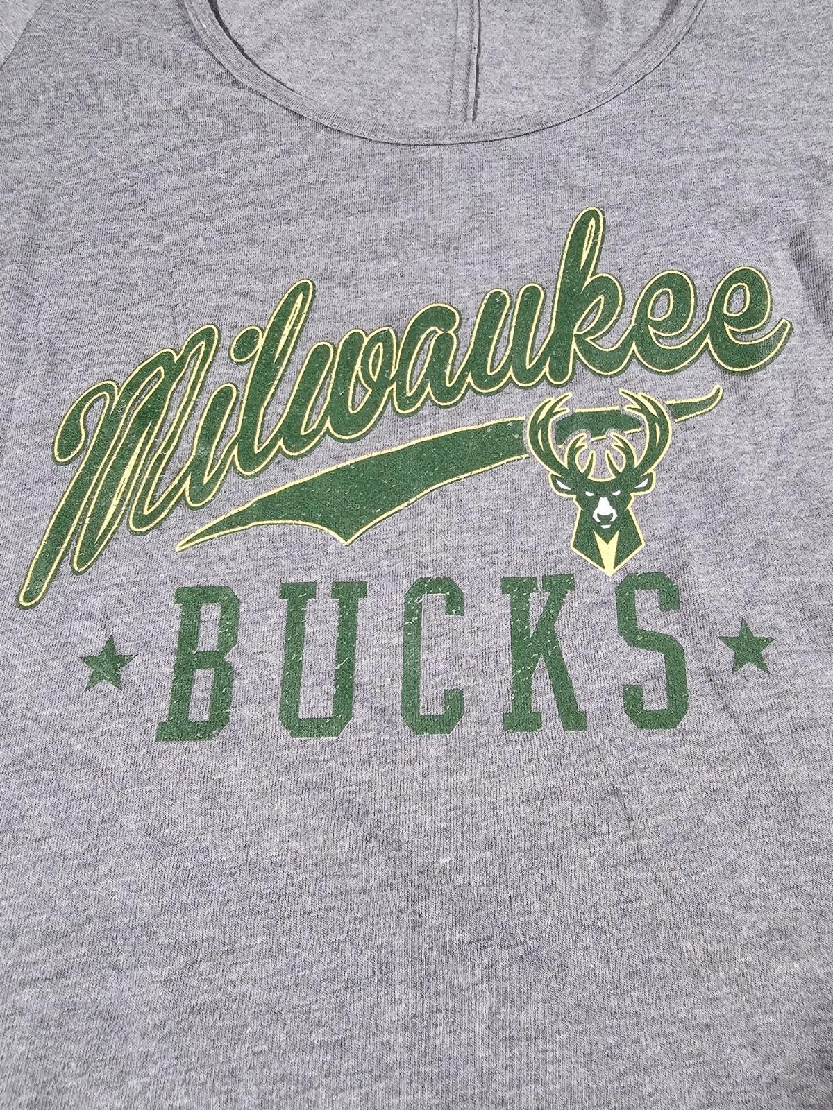Milwaukee Bucks Scoop Neck Tshirt Platinum Delta Womens S