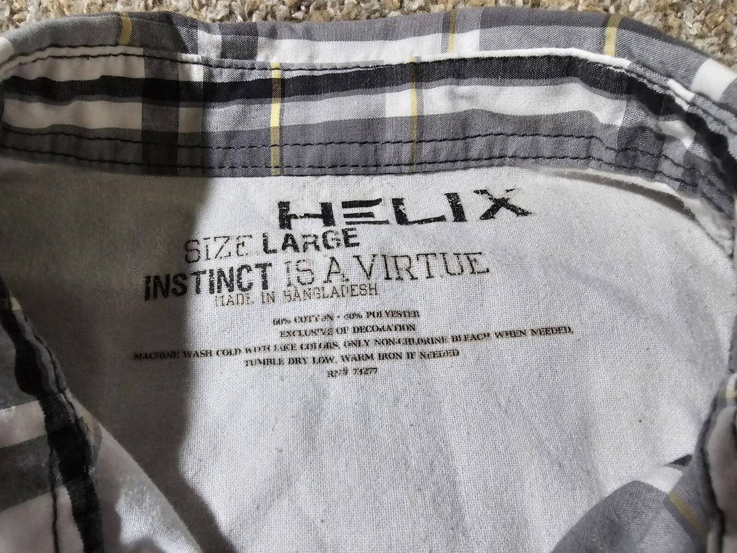 Helix Boys Short Sleeve Large Double Pocket Plaid Gray