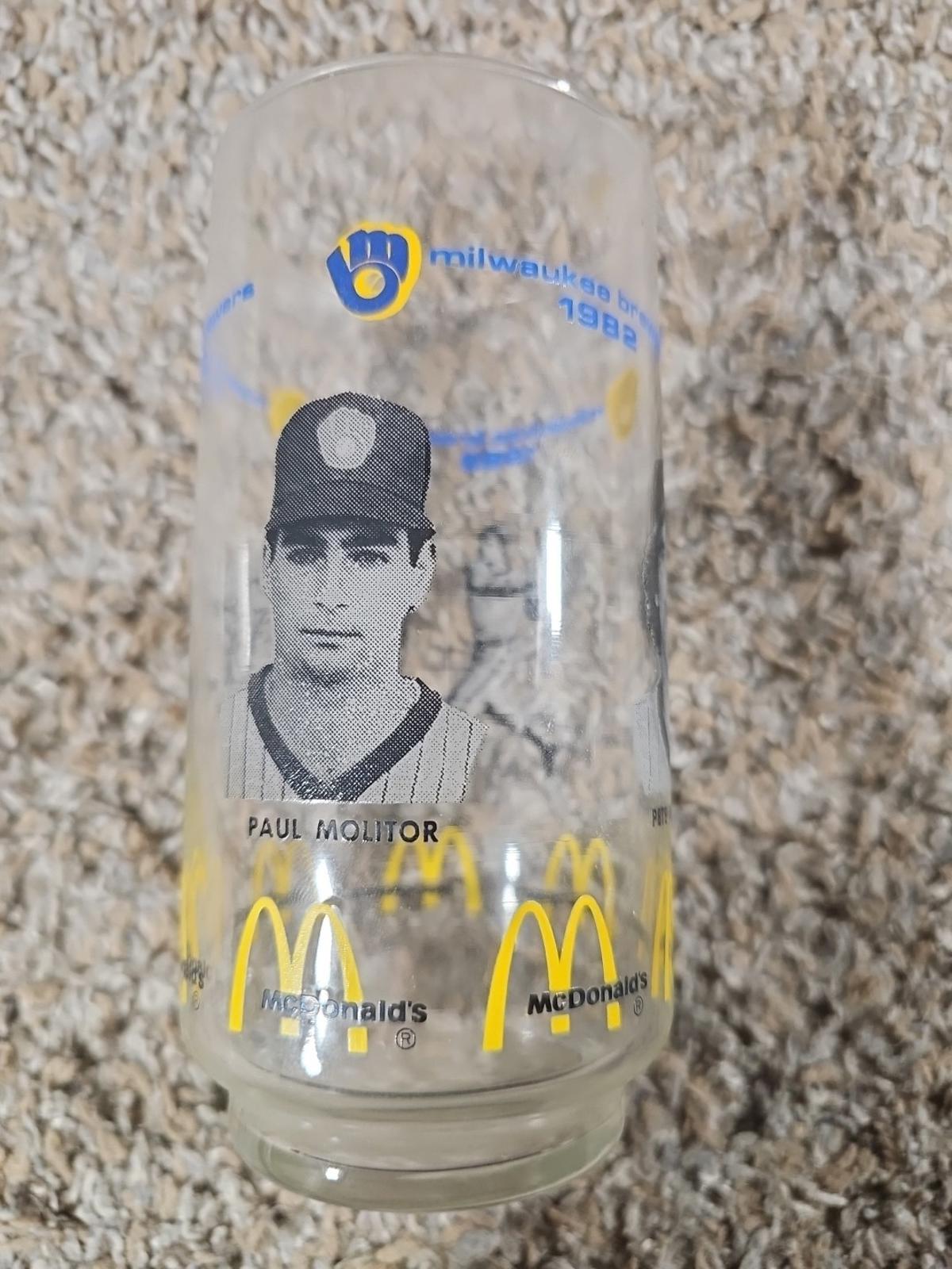 1982 MILWAUKEE BREWERS McDonald's Glass---PAUL MOLITOR & PETE VUCKOVICH